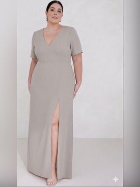 Park & Fifth Sz XXL La Brea Light Grey Bridesmaid Maxi Gown Dress